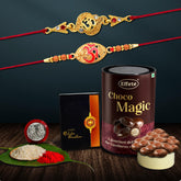 (K2_403+404_EM) Rakhi Combo with Chocolate Magic, Rakhi & Chocolate for brother, Fancy Rakhis for men stylish, rakhi with gift, Rakhi Combo, Set of 2, Chocolate