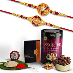 (K2_324+325_AS) Rakhi with Assorted Chocolate Dryfruits 96gm| Rakhi for brother with gift | handmade rakhi |rakhi combo for brother | stylish rakhi for brother | Set of 2 Rakhi |
