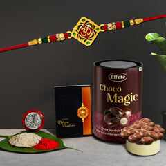 (K1_326_EM) Rakhi Combo with Chocolate Magic, Rakhi & Chocolate for brother, Fancy Rakhis for men stylish, rakhi with gift, Rakhi Combo, Set of 1, Chocolate