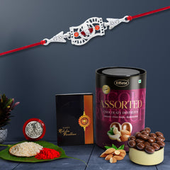 (K1_A43_AS) Rakhi Combo with Assorted Chocolate Dryfruits 96gm, Rakhi & Chocolate for brother, Fancy Rakhis for men stylish, rakhi with gift, Rakhi Combo, Set of 1, Chocolate