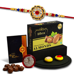 (K1_299_CA32) Rakhi Combo with Chocolate Almonds 32gm, Rakhi & Chocolate for brother, Fancy Rakhis for men stylish, rakhi with gift, Rakhi Combo, Set of 1, Chocolate