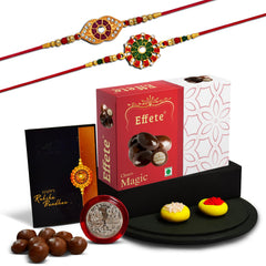 (K2_553+554_EM32) Rakhi Combo with Chocolate Magic 32gm | stylish rakhi for brother | Rakhi & Chocolate for brother | rakhi brother | rakhi with gift | handmade rakhi | Set of 2