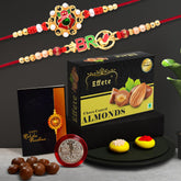 Bro Written Rakhi For Brother | Design Rakhi for Brother | Rakhi Combo Set With Chocolate Almonds 32gm (K2_12+13_CA32)