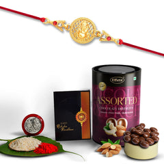 (K1_432_AS) Rakhi Combo with Assorted Chocolate Dryfruits 96gm| Rakhi for brother with gift | Fancy Rakhis for men stylish |rakhi combo for brother | Set of 1 Rakhi | Chocolate |