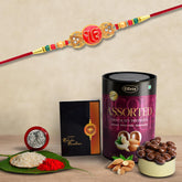 (K1_360_AS) Rakhi Combo with Assorted Chocolate Dryfruits 96gm| Rakhi for brother with gift | Fancy Rakhis for men stylish |rakhi combo for brother | Set of 1 Rakhi | Chocolate |
