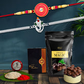 (K2_540+A16_SP) Multicolor Rakhi Combo with Chocolate Magic 32gm, Silver Color Pooja Coin, Roli Chawal & Greeting Card, Occasion, Rakhi & Chocolate for brother, bracelets for men stylish, rakhi with gift, Rakhi Combo, Set of 2 Rakhi, Rakhi C