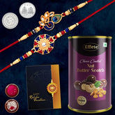 (K2_535+536_BS) Multicolor Mor (Peacock) & Rangoli Colorful Beads Rakhis Combo with Chocolate Butter Scotch 96gm, Silver Color Pooja Coin, Roli Chawal & Greeting Card, Occasion, Rakhi & Chocolate for brother, bracelets for men stylish, rakhi