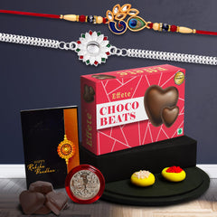 (K2_535+A4_CB32) Rakhi Combo with Chocolate Beats 32gm, stylish rakhi for brother, Rakhi & Chocolate for brother, rakhi brother, rakhi with gift, handmade rakhi, Set of 2 Rakhi