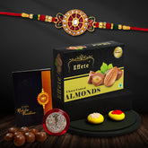 (K1_532_CA32) Rakhi with Chocolate Almonds 32gm| Rakhi for brother with gift | handmade rakhi |rakhi combo for brother | stylish rakhi for brother | Set of 1 Rakhi |