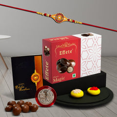 (K1_325_EM32) Rakhi Combo with Chocolate Magic 32gm | stylish rakhi for brother | Rakhi & Chocolate for brother | rakhi brother | rakhi with gift | handmade rakhi | Set of 1