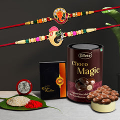 (K2_251+258_EM) Rakhi Combo with Chocolate Magic, Rakhi & Chocolate for brother, Rakhi with chocolate, rakhi with gift, Rakhi Combo, Set of 2 Rakhi, Chocolate