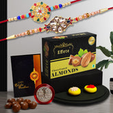 (K2_429+430_CA32) Rakhi with Chocolate Almonds 32gm| Rakhi for brother with gift | handmade rakhi |rakhi combo for brother | stylish rakhi for brother | Set of 2 Rakhi |