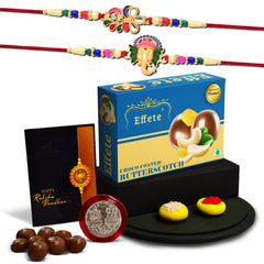 (K2_555+556_BS32) Rakhi with Chocolate Butter Scotch 32gm| Rakhi for brother with gift | handmade rakhi |rakhi combo for brother | stylish rakhi for brother | Set of 2 Rakhi |