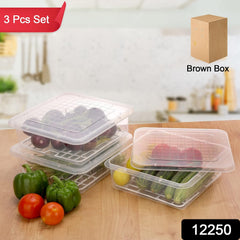 3-piece Plastic Food Storage Containers with Drain Trays