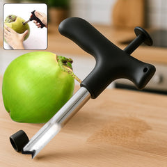 Stainless steel coconut opener tool with black handle