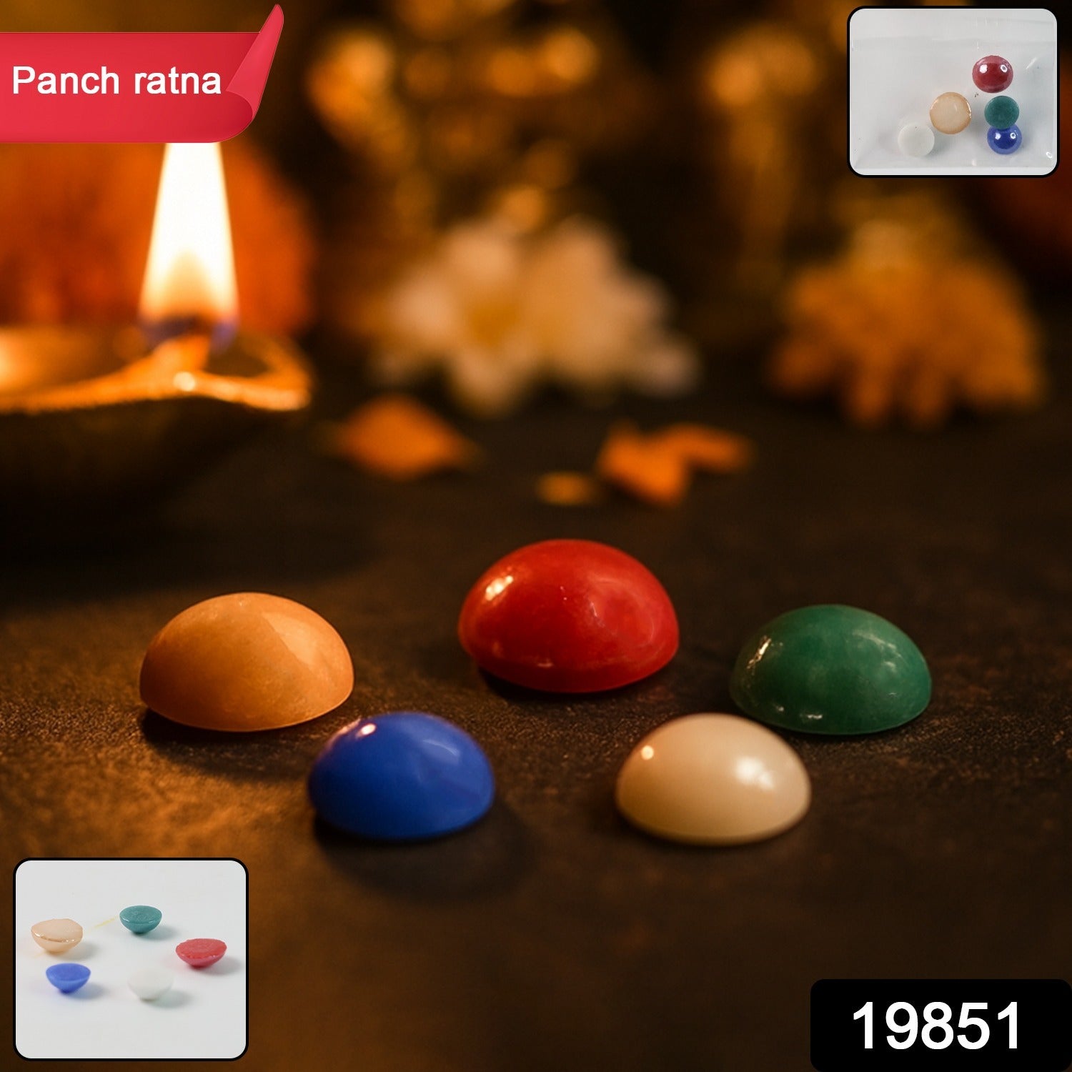 Panch Ratna polished gemstones set showing vibrant colors