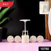 Hand pressing dough with spring press cookie & pastry tool