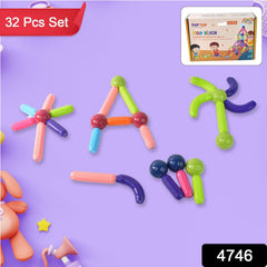 Colorful magnetic sticks and connectors for creative play