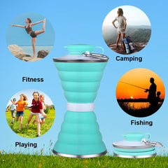 Folding refillable silicone water bottle compact size
