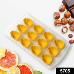 top view of silicone fruit-shaped ice cube tray with multiple fruit molds
