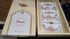 12 Pcs Designer Square Rakhi Set with Red Thread & Beaded Accents – Kiva Collection