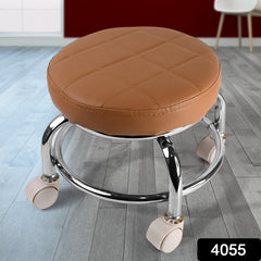 Rolling Pedicure Stool with Steel Frame and Smooth Wheels