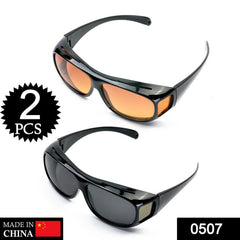 Close-up of yellow lens night driving glasses