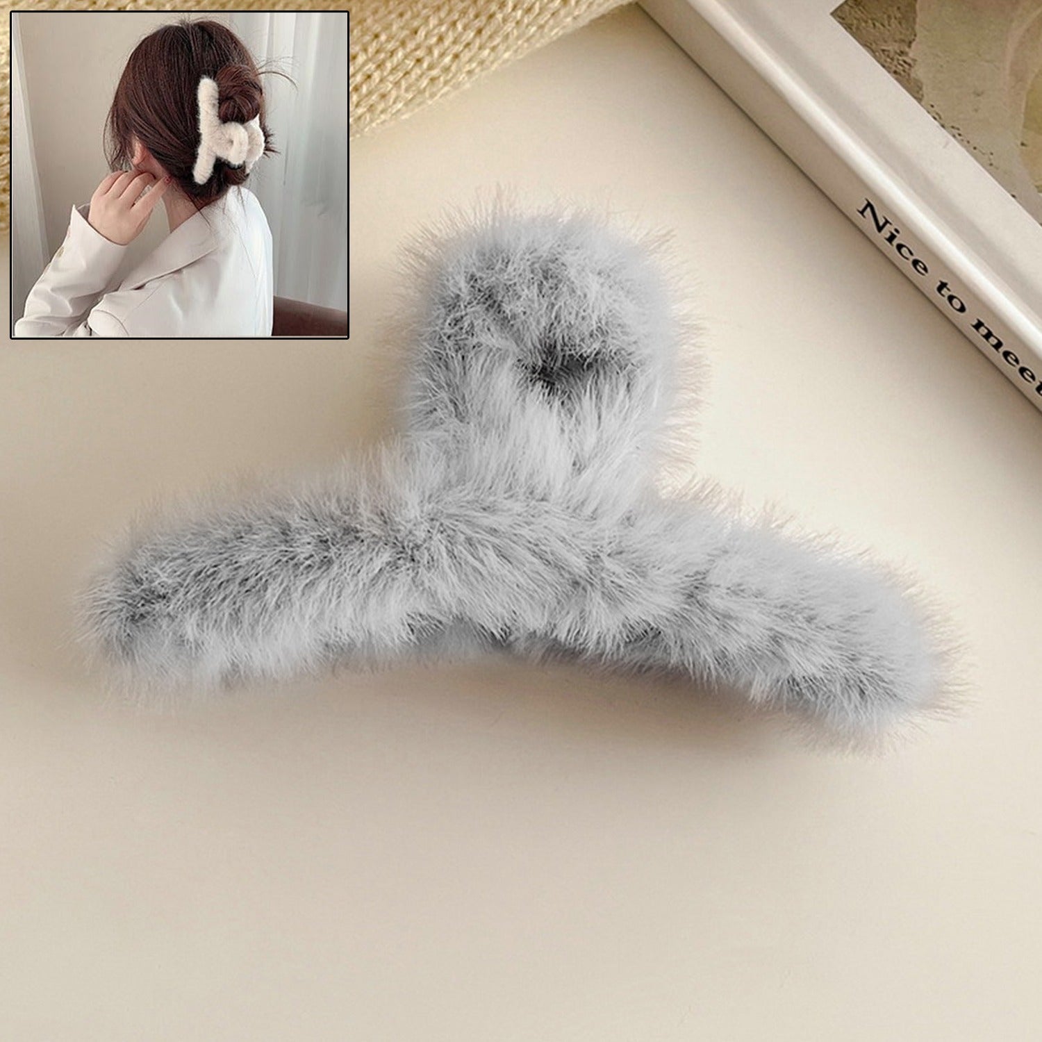 Large Plush Hair Claw Clip with Fluffy Soft Texture
