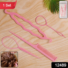 Woman using hair styling tool on long hair