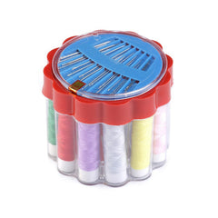 Sewing box compartments organizing various sewing supplies