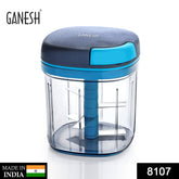 XL large jumbo Ganesh chopper with 5 stainless steel blades showing front and side views