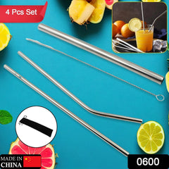 Close-up of stainless steel straws showing bent and straight designs