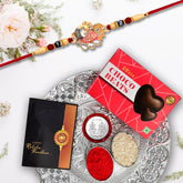 (K1_304_CB32+DS) Multicolor Rakhi Combo with Chocolate Beats , Silver Color Pooja Coin, Roli Chawal & Greeting Card, Occasion, Rakhi & Chocolate for brother, bracelets for men stylish, rakhi with gift, Rakhi Combo, Set of 1 Rakhi, Rakhi Choc