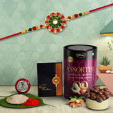 (K1_553_AS) Rakhi Combo with Assorted Chocolate Dryfruits 96gm| Rakhi for brother with gift | chocolate gift pack |rakhi with Chocolate Gift Hemper | Fancy Rakhi for men | Set of 1 |