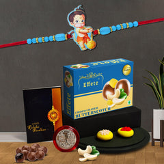 (K1_879_BS32) Rakhi Combo with Chocolate Butter Scotch 32gm, Pooja Coin & Greeting Card, rakhi for brother kids, rakhi for kids boy, kids rakhi with gift, Rakhi with chocolate, rakhi with gift for kids, rakhi for kids, rakhi set of 1
