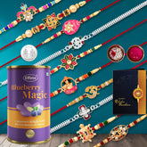 (K10_MC11_AS) Multicolor Rakhi Combo with Assorted Chocolate Dry fruits , Silver Color Pooja Coin, Roli Chawal & Greeting Card, Occasion, Rakhi for brother with gift, chocolate gift pack, rakhi with Chocolate Gift Hemper, Bracelets for men,