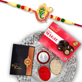 (K1_309_CM32+DS) Multicolor Rakhi Combo with Chocolate Almonds , Silver Color Pooja Coin, Roli Chawal & Greeting Card | Occasion | Rakhi for brother with gift | chocolate gift pack |rakhi with Chocolate Gift Hemper | Bracelets for men | Set