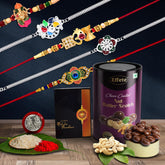 (K5_NC12_BS) Multicolor Rakhi Combo with Chocolate Butter Scotch , Silver Color Pooja Coin, Roli Chawal & Greeting Card, Occasion, Rakhi & Chocolate for brother, bracelets for men stylish, rakhi with gift, Rakhi Combo, Set of 5 Rakhi, Rakhi