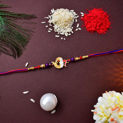 Beautiful Rakhi For Brother | OM Rakhi | Peacock Rakhi | Set Of 2 with Choco Magic, Pooja Coin (K1_510_AS)
