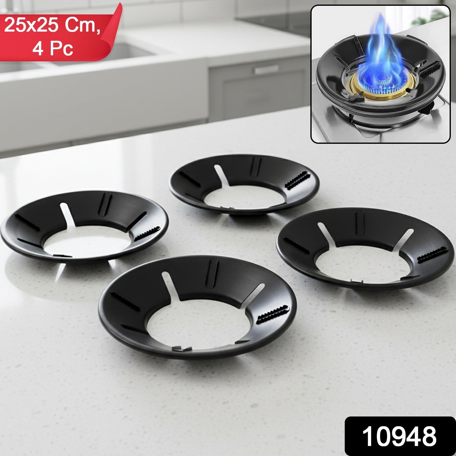 Gas stove flame protector ring on burner