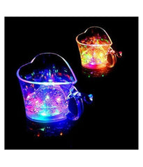 Heart shape blinking LED glass cup side view