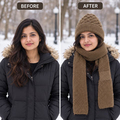 Brown Winter Hat Scarf Combo