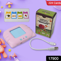 Close up of flash card with words and pictures for kids