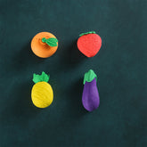 Set of 4 colorful 3D fruit and vegetable erasers for kids