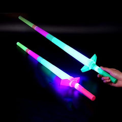 Close-up of the LED sword blade illuminated