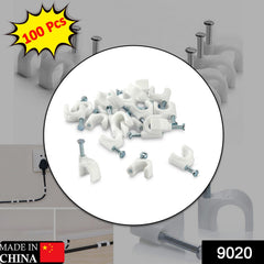 Cable clips securing wires on walls