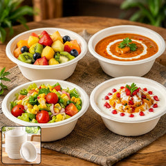 Compostable Bagasse Bowl 240ml – Eco-Friendly 25 Pc Set