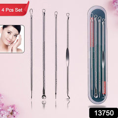 4-in-1 stainless steel blackhead remover tool with portable case