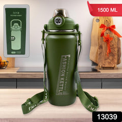 Stainless Steel Water Bottle Vacuum Insulated Thermos Flask Double-Walled Coffee Thermos Flask Leak-proof Water Bottle for Sports, Fitness, Gym (1500ML)