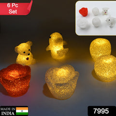 Decorative Multi Shape LED Night Lamp Set Cute Animal Design (6 Pc)